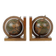 Vintage Set of Wooden Globe Bookends from the 1970s