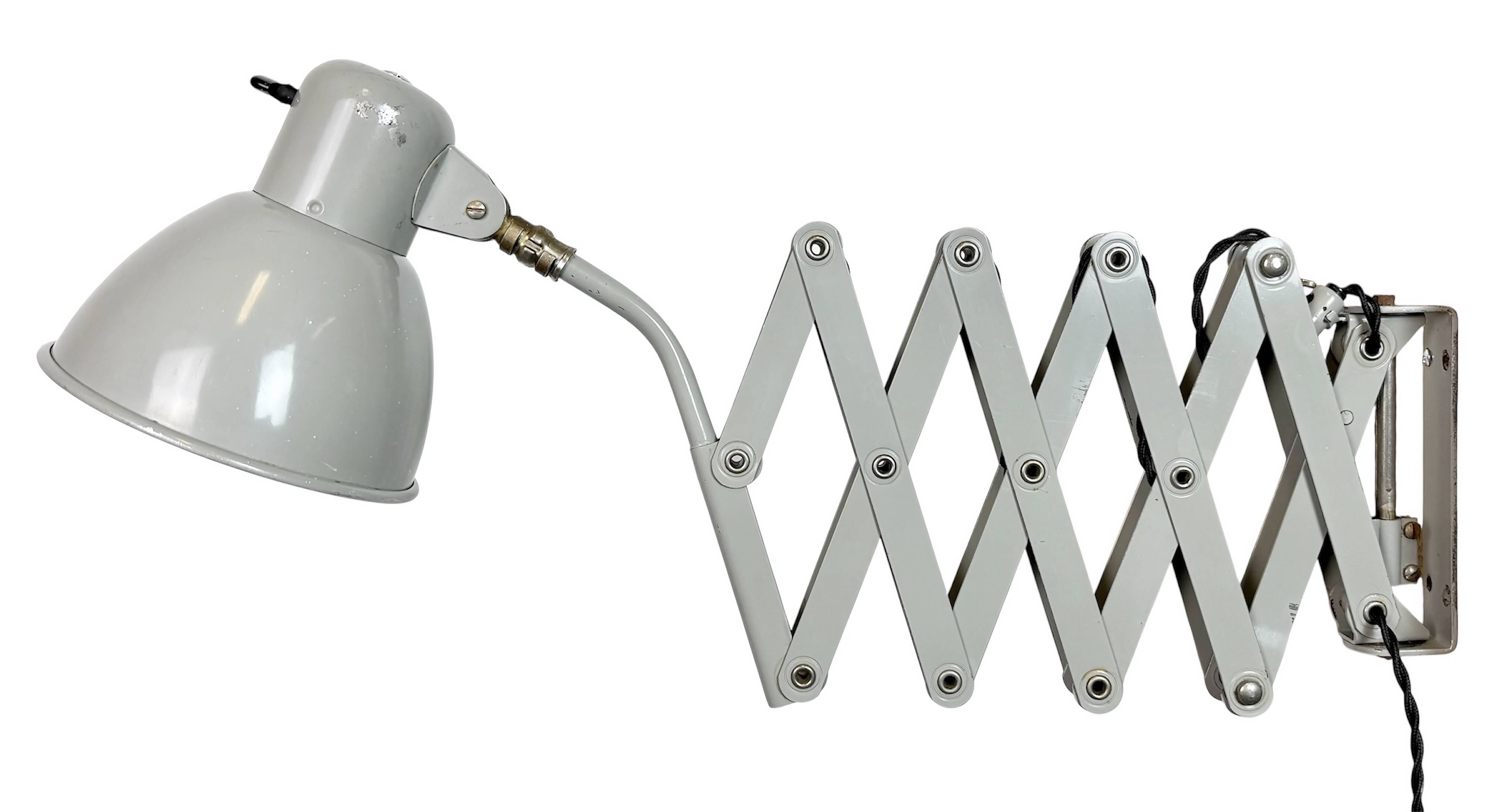 Grey German Industrial Scissor Wall Lamp from SIS, 1960s