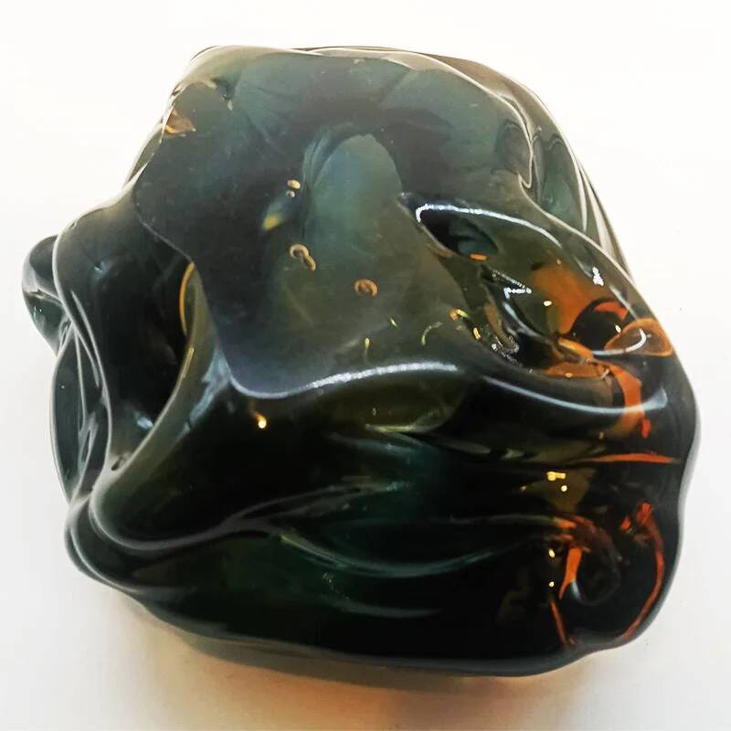 1950s large ashtray completely hand-blown and handcrafted in Murano glass, made in Italy - 18 cm
