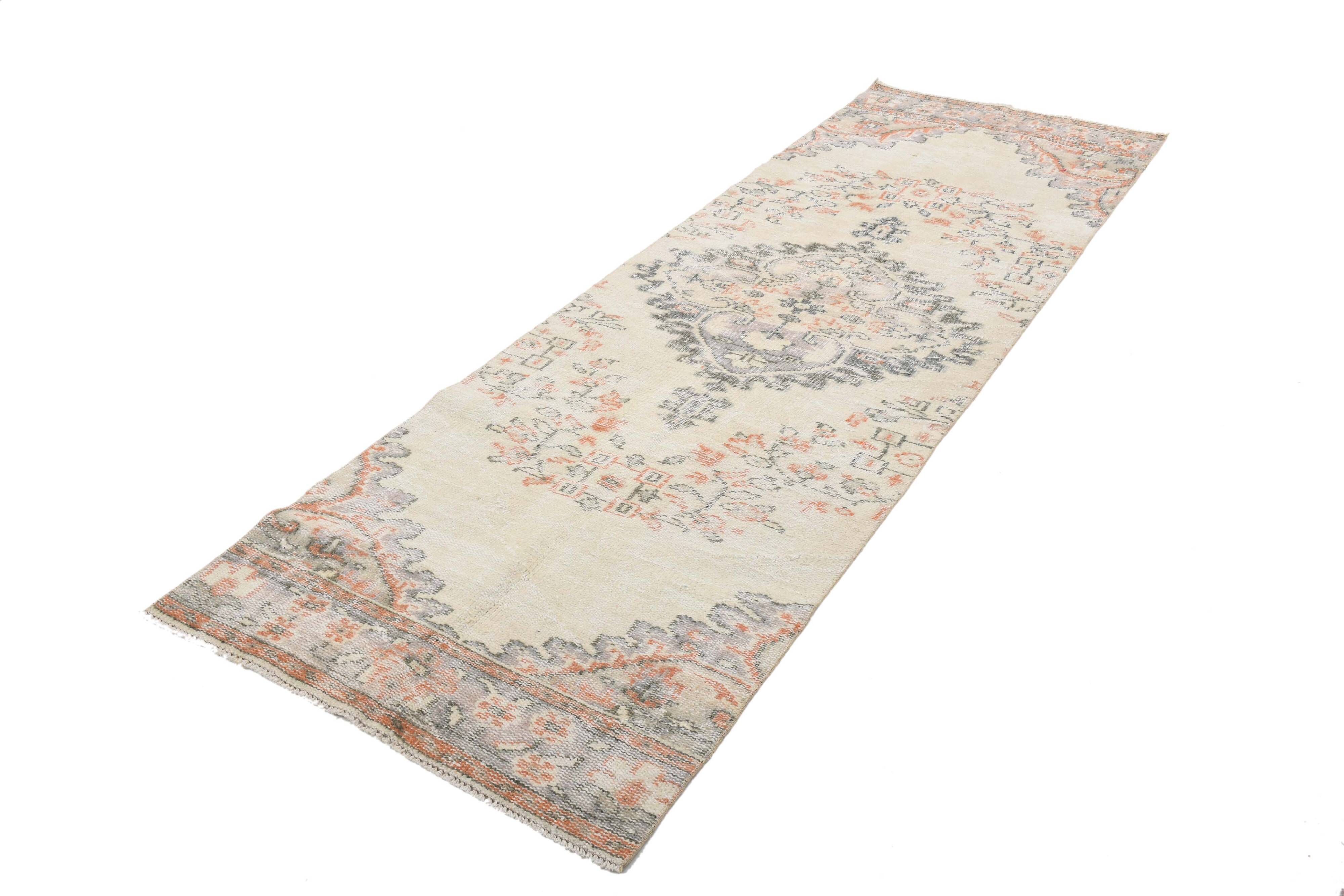 3x9 Cream Brown Persian Runner Rug, 88x272Cm