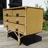 Commode rotin et bambou