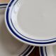 4 vintage dessert plates earthenware – double blue border bistro style