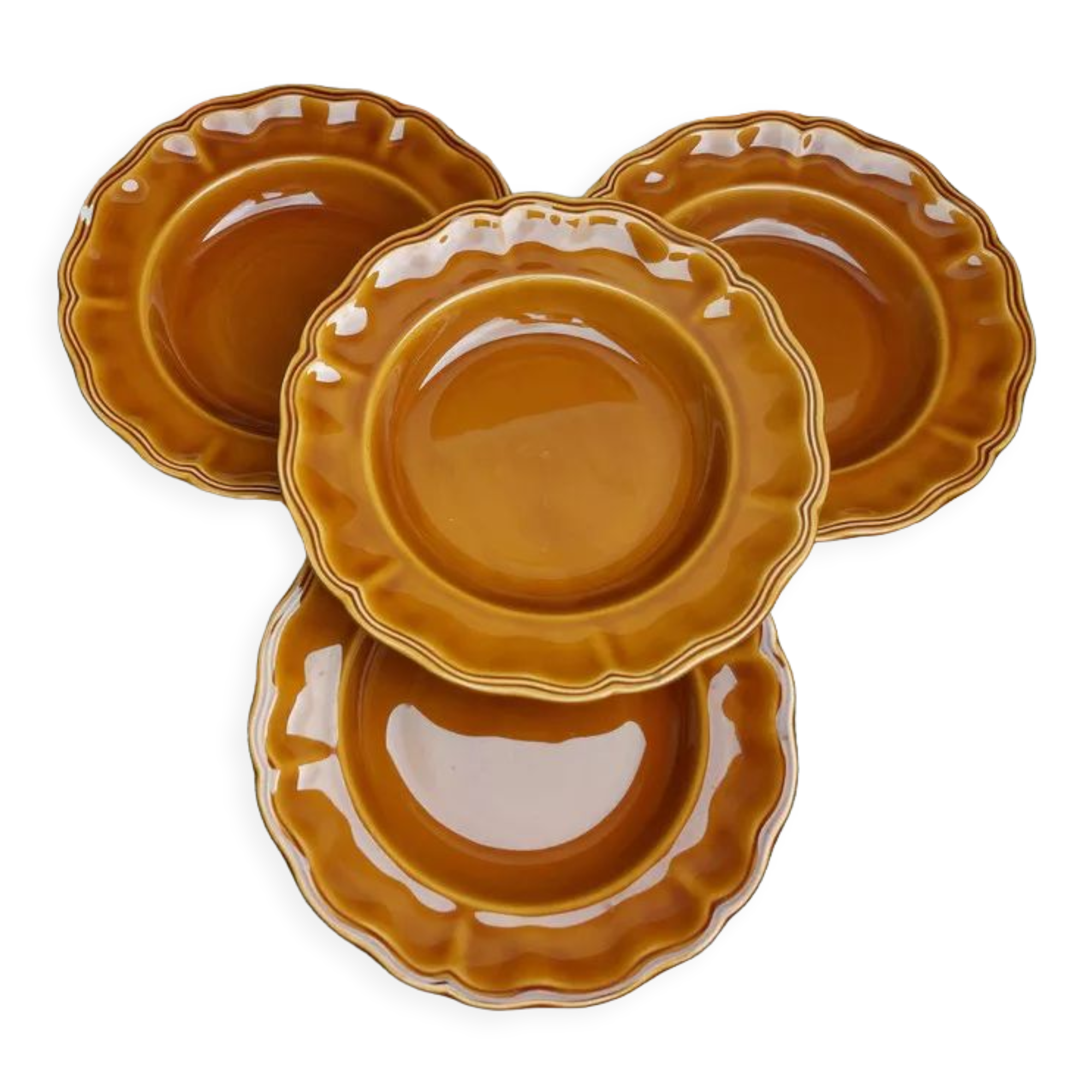 4 flat plates Lunéville Louis XV Honey