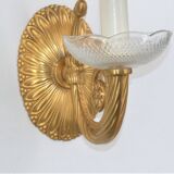 Pair of Twisted Gilt Bronze Wall Lamp & Pleated Lampshade