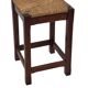 Vintage rattan stool with oak, 60s wabi sabi design, minimalist