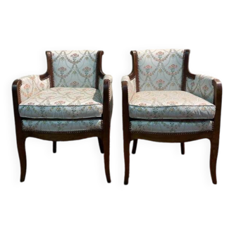 Paire de petites bergères de style Transition - Louis XV