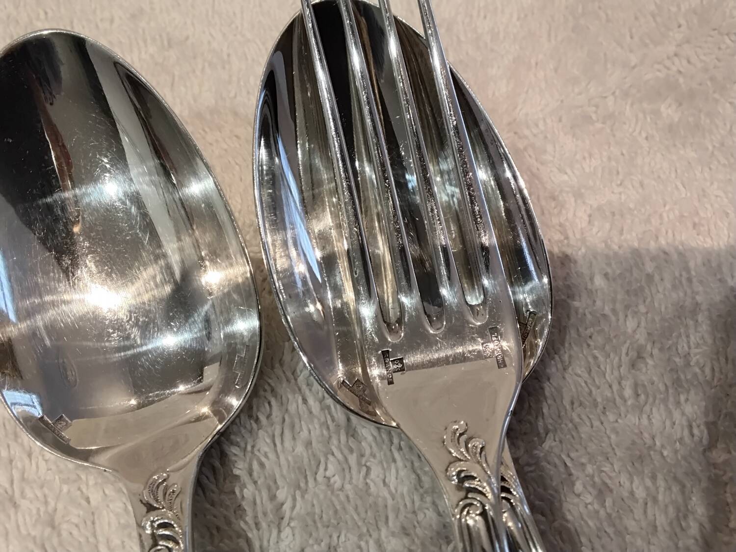 2 spoons 2 forks silver plated dessert Christofle Marly