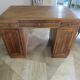 Vintage Art Deco schoolmaster's desk - double-sided - solid wood - 1940s/50s