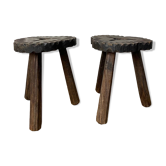 Tabourets tripodes en bois