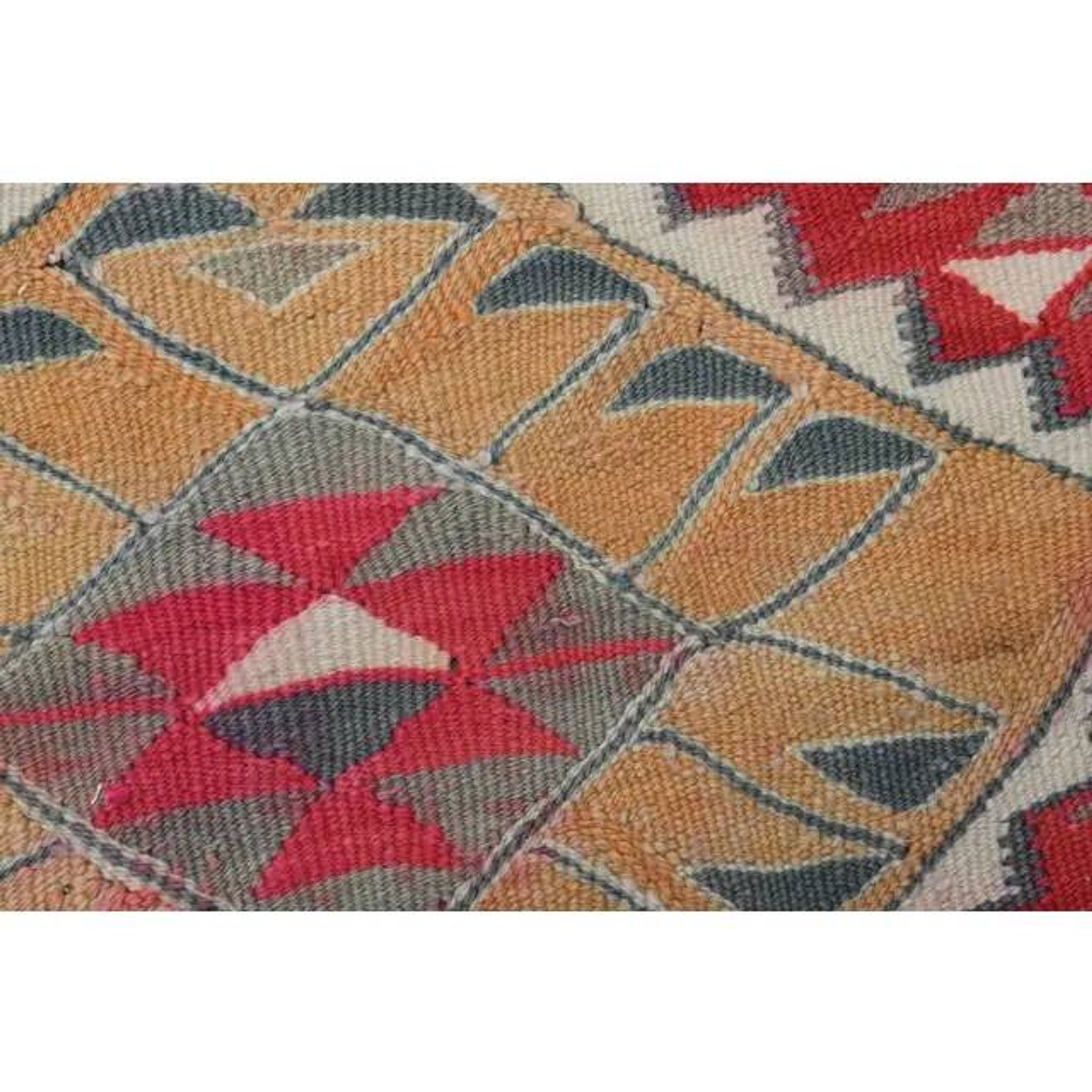 1970s Vintage Turkish Oushak Handmade Wool Cotton Pink Runner Rug 100x322