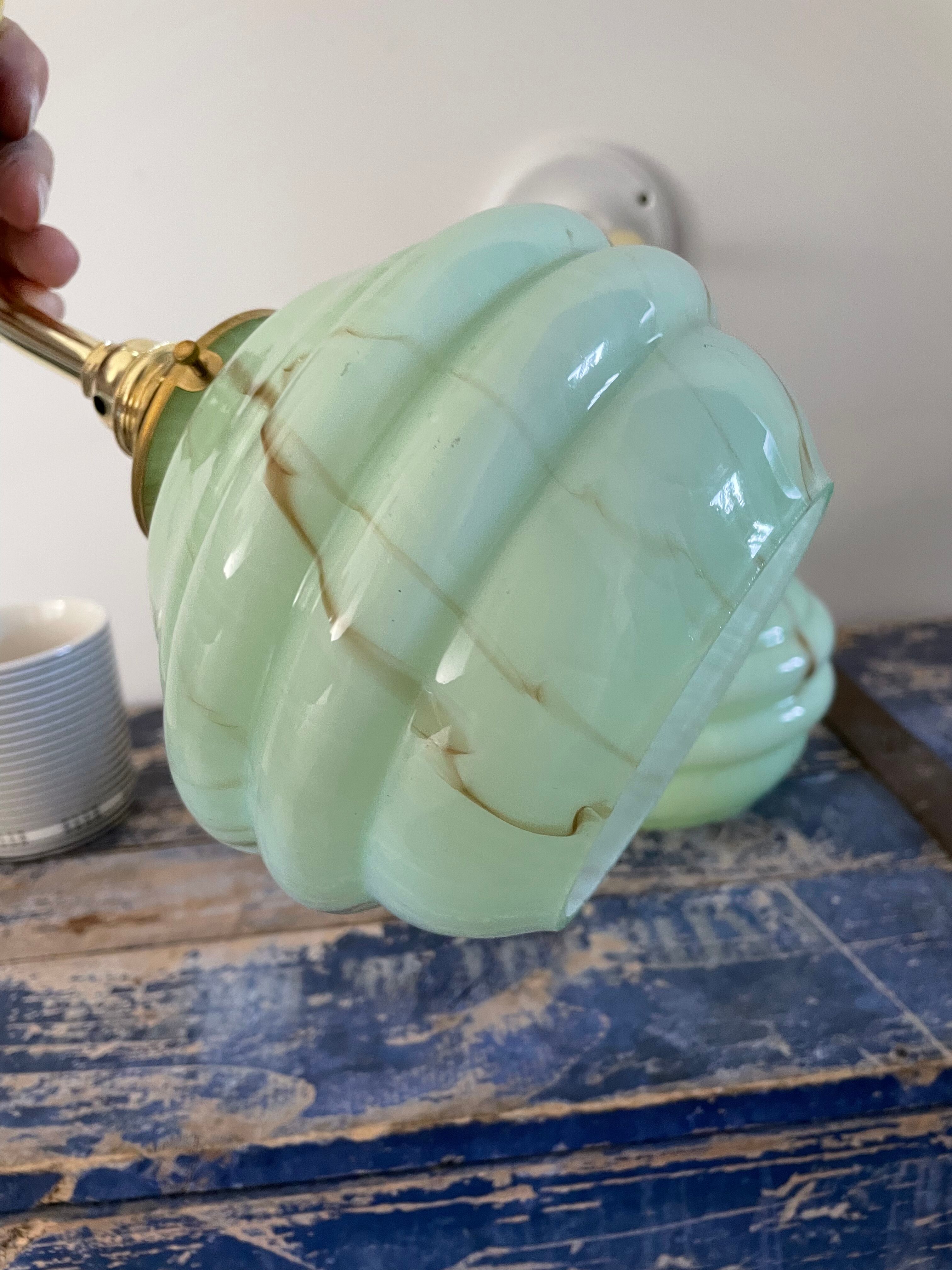 Pair of new electrified mint Art Deco sconces