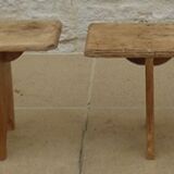 Two benches in their solid wood patinas