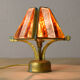 Brutalist table lamp in metal and hammered murano by longobard italy