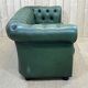 Chesterfield sofa in green leather 3 places from the 80s
