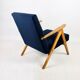 Fauteuil vintage en velours bleu marine Var, années 1970