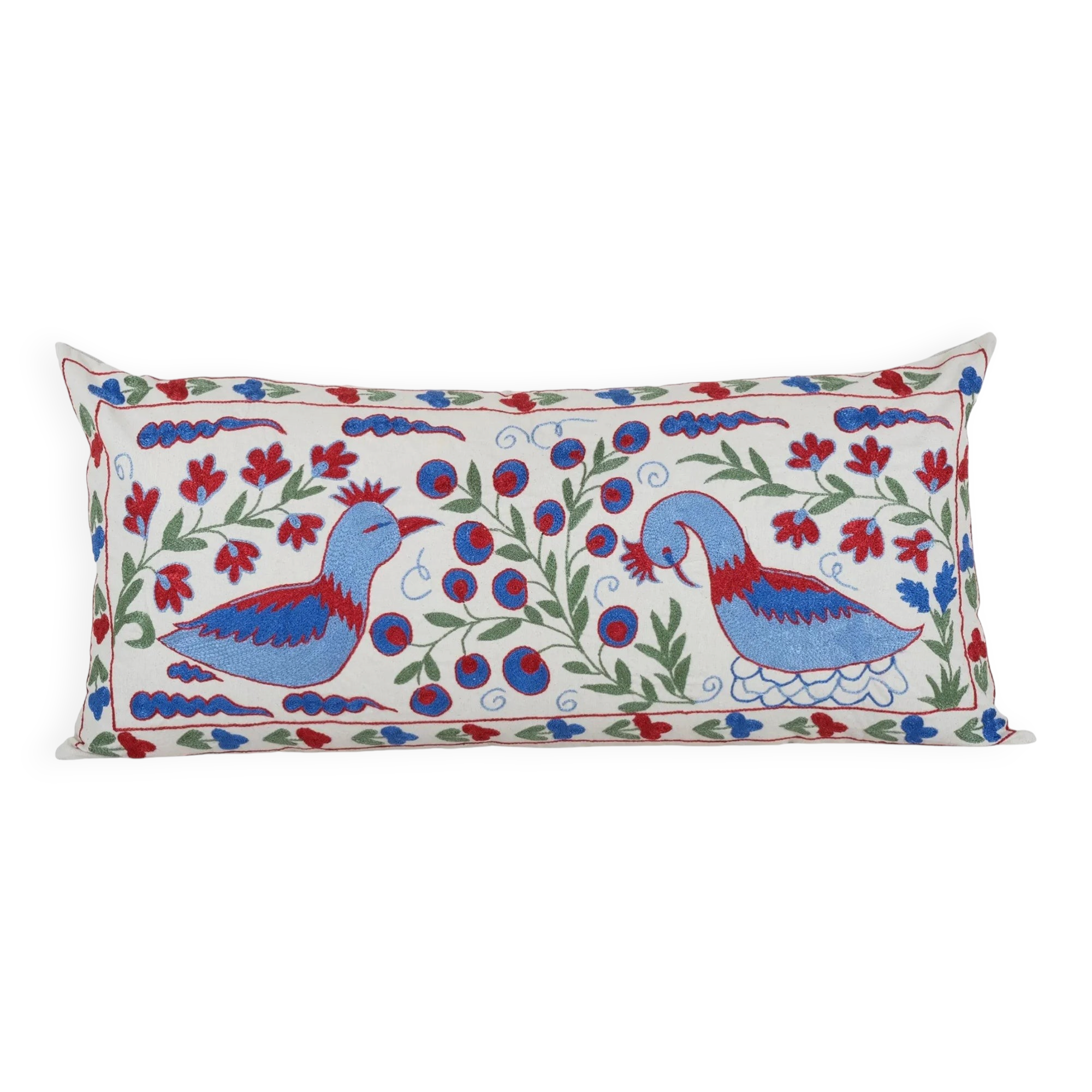 Housse de coussin brodée vintage 46x91 cm