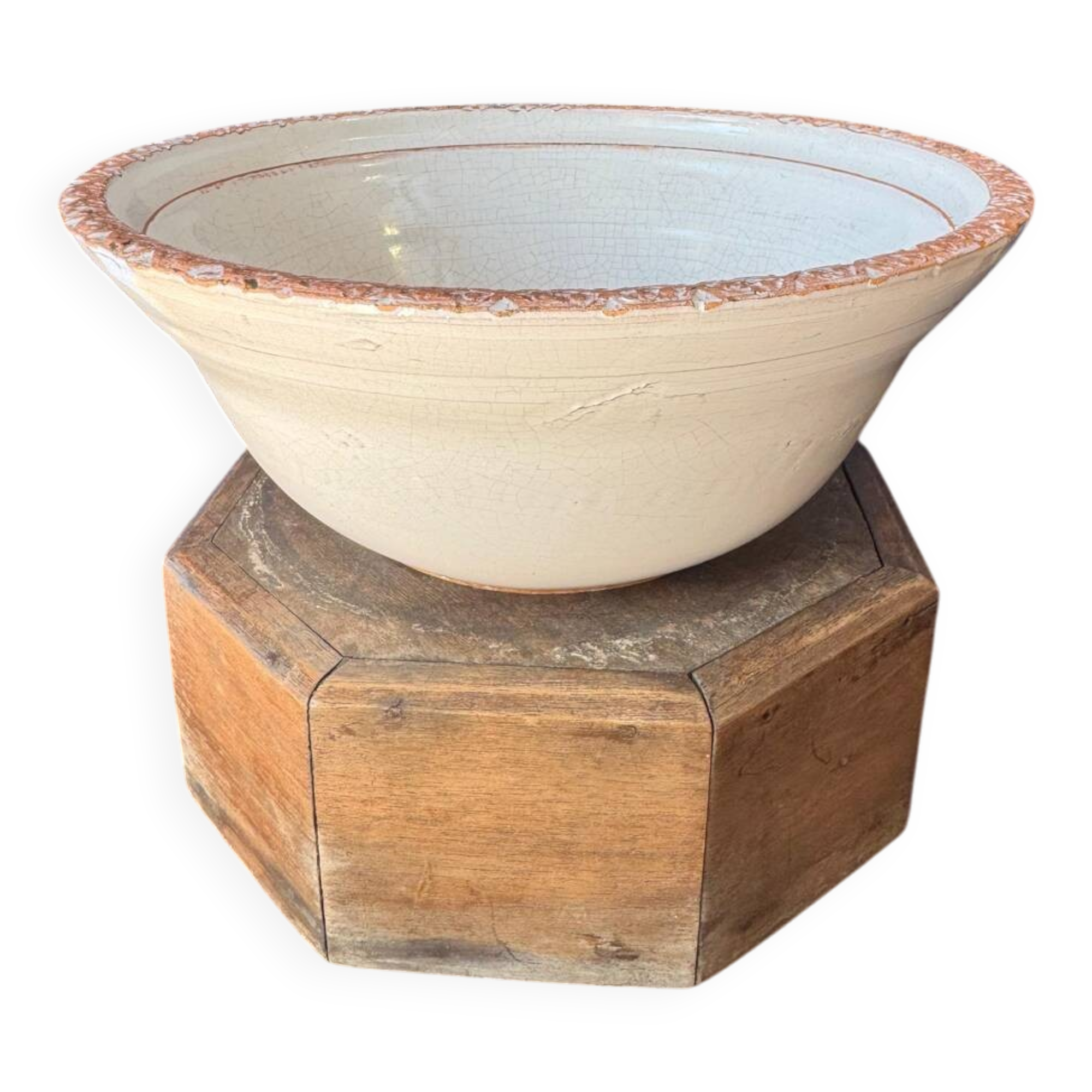 Large vintage Biot coupe in glazed ceramic, French craftsmanship.