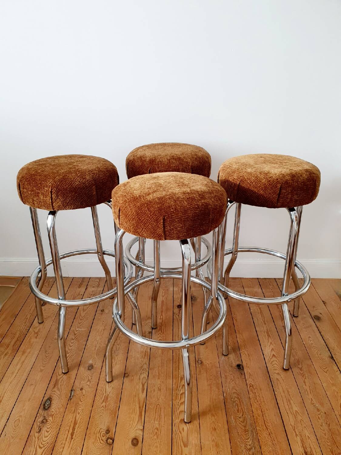 4 Tabourets de bar chromé vintage