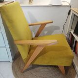 Armchair 50s velvet mustard