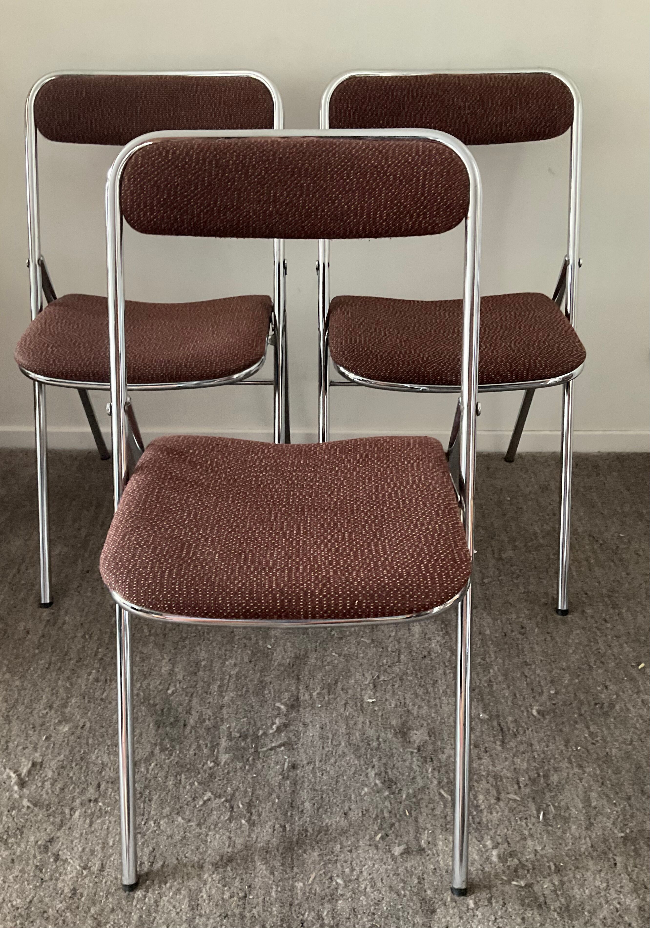 Série de 3 chaises pliantes Souvignet des années 70