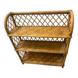 Vintage wicker rattan bookcase shelf