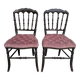 Paire de chaises Napoléon III noir et velours rose