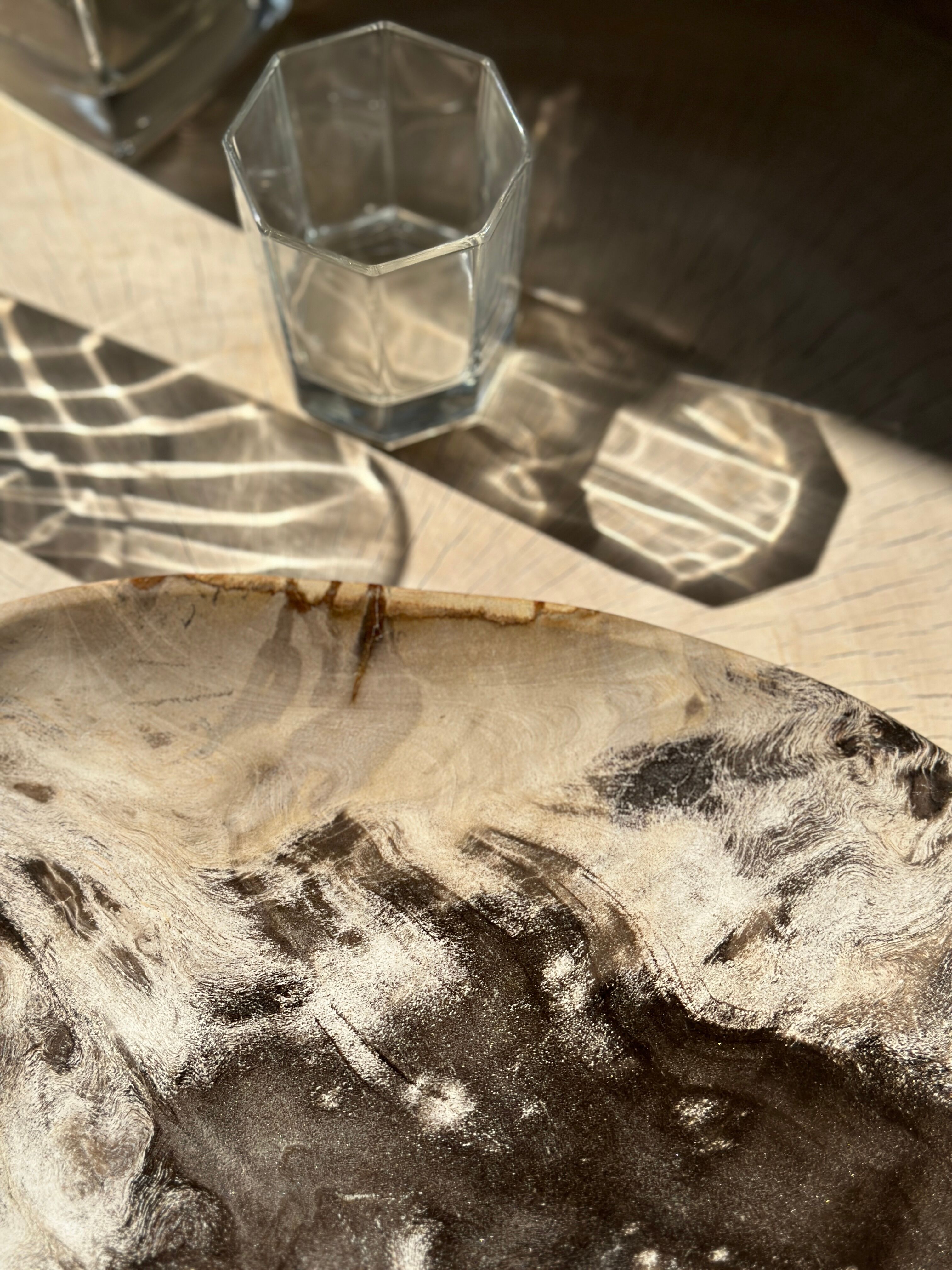 Very large empty pocket or petrified wooden flat