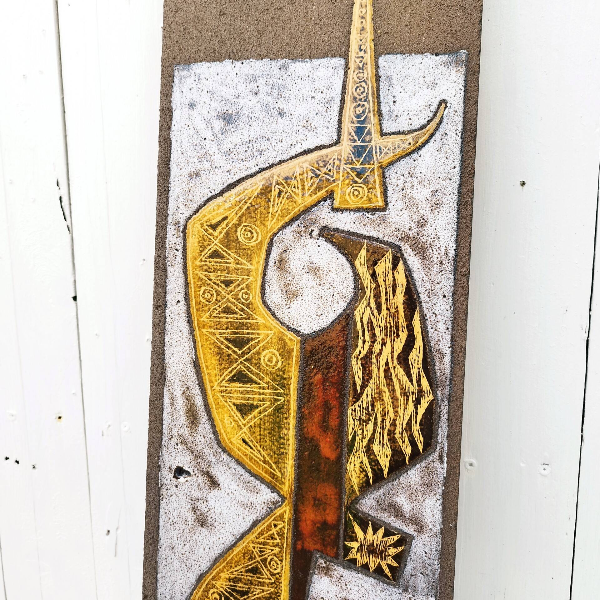 Enamelled ceramic plate abstract decoration Jean Jaffeux