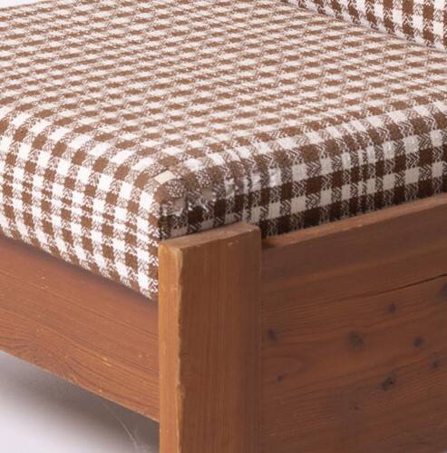 Pair of brutalist armchairs, Czechoslovakia, 1970s, made of pine wood and wool.