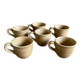 6 tasses en grès France vintage
