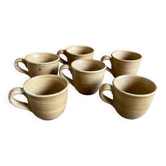 6 tasses en grès France vintage