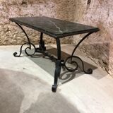 Robert merceris coffee table in wrought iron and 1940s marble