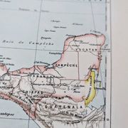 Mexique, carte d'époque, 1887, Authentique.