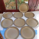 9 flat plates in Sarreguemines stoneware