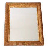 Vintage mirror 1950 in honeycomb-style carved wood