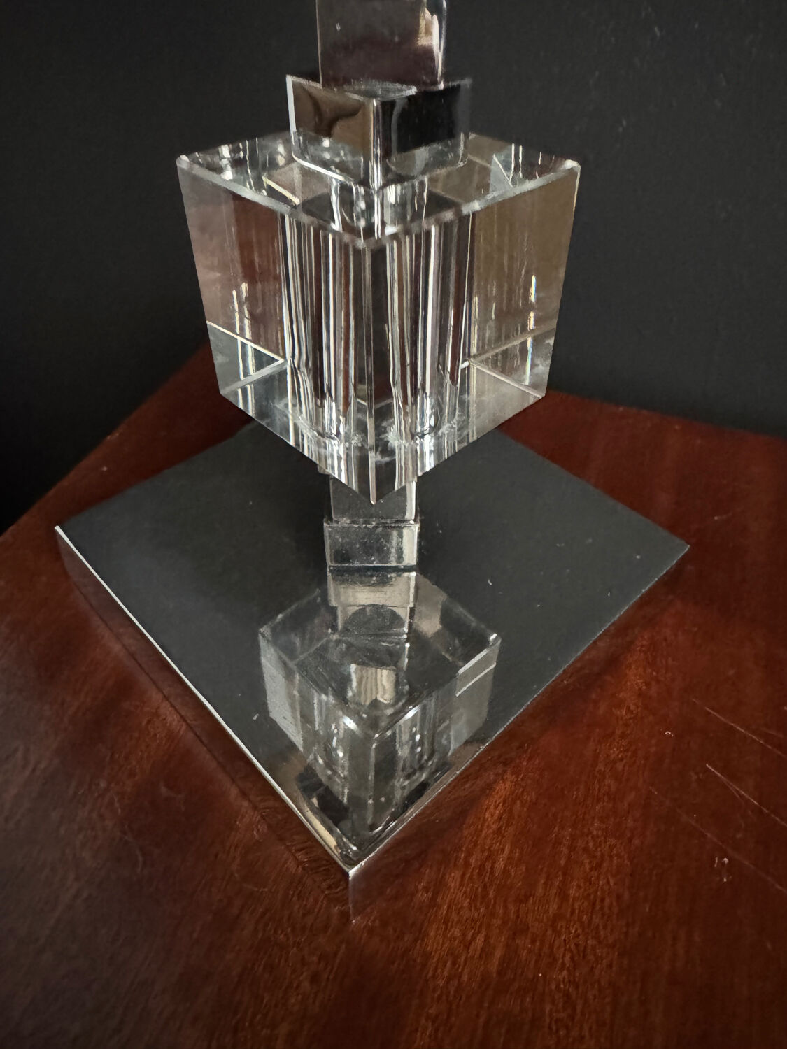 Art Deco lamp in chrome and crystal