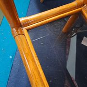 Rattan console and smoked glass Roche Bobois, from the 70s