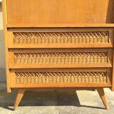 Secretary wood and rattan 1960