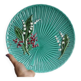 SMF Schramberg Majolica Fruit Dish Lily of the Valley and Forget-Me-Nots