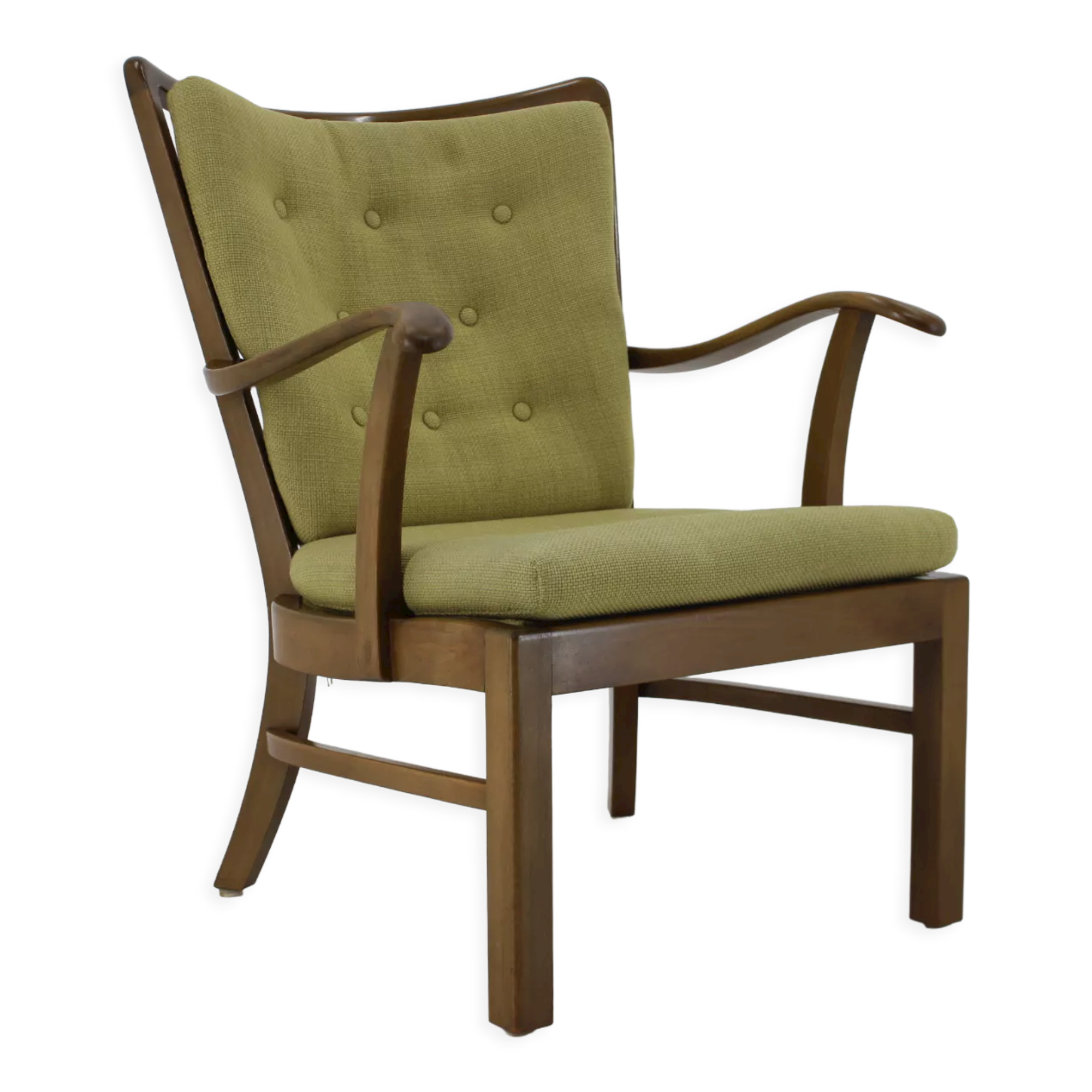 1940s Fritz Hansen Beech Armchair by Soren Hansen Model 1628 , Denmark