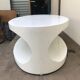 Oval white-panelled metal coffee table 70s