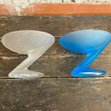 Set of 6 zig zag design ice cream bowls la rochere frosted glass france