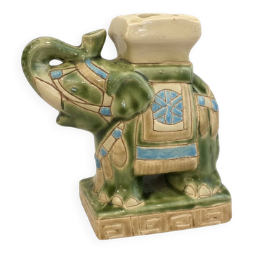 Small green ceramic elephant vase