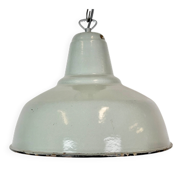 Industrial Grey Enamel Factory Pendant Lamp, 1960s