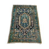 Tapis Persan ancien fond vert, noué main, certifié