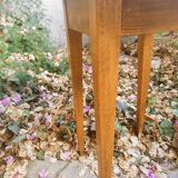 Honey-colored solid beech side table