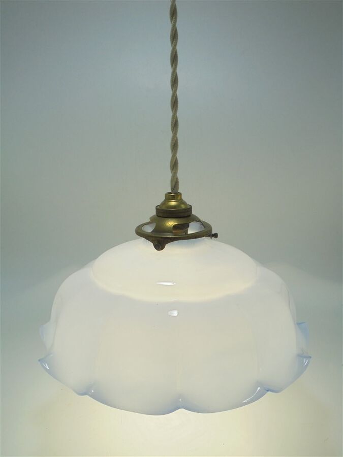 Blue opaline hanging lamp