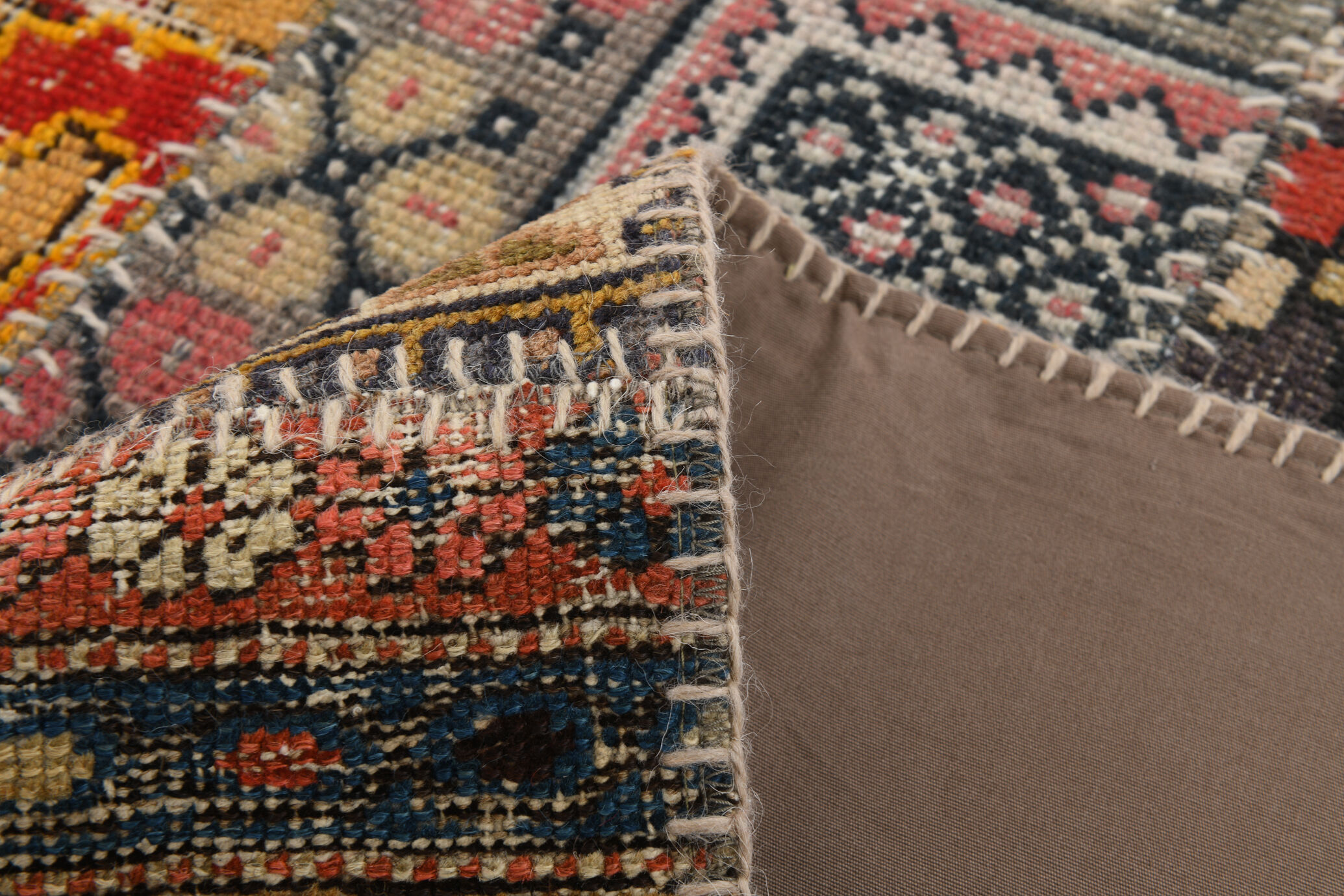 5x8 Handknotted Red Turkish Patchwork Rug, 242x173Cm