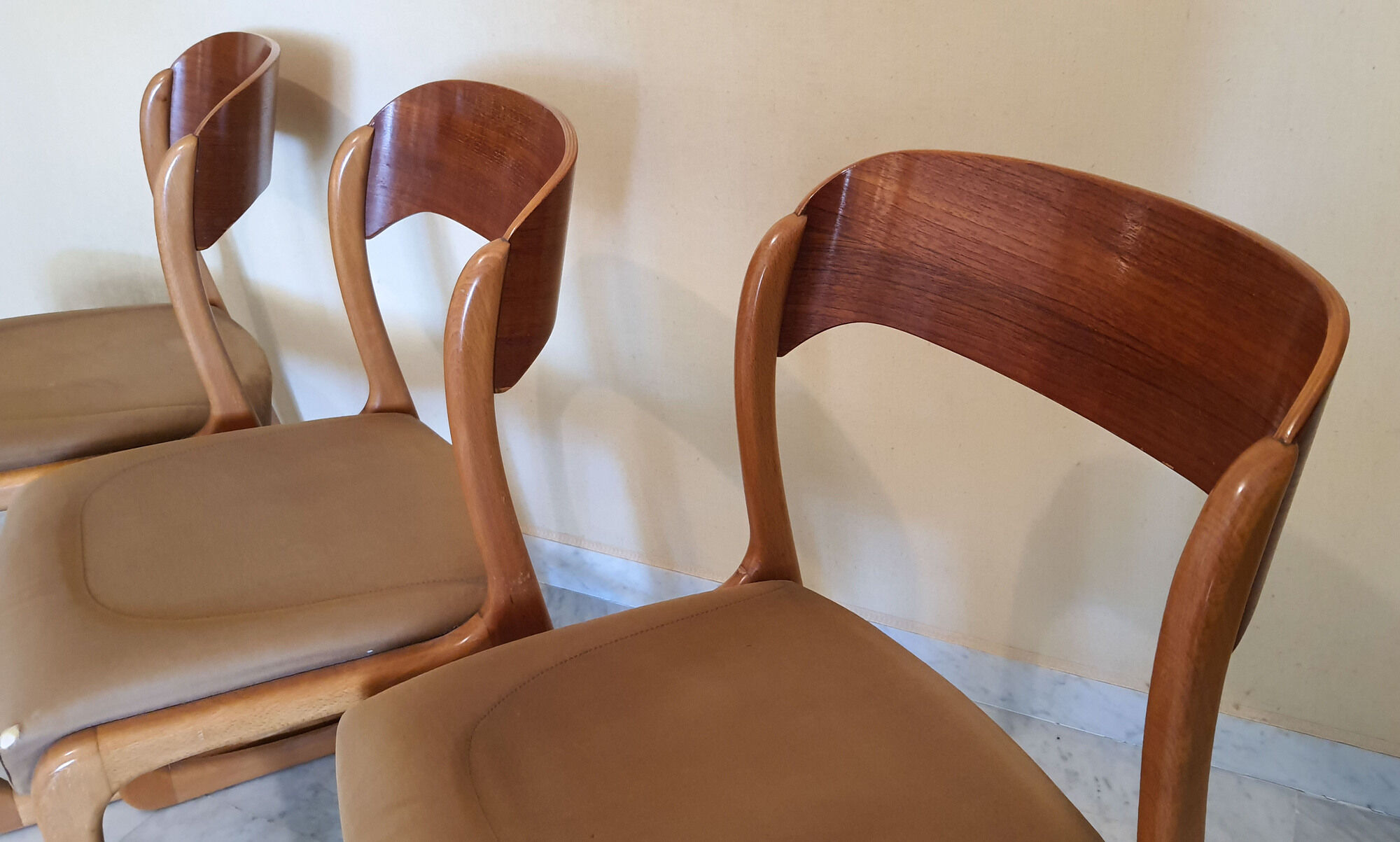 3 chairs Baumann Sled 1960 original fabric