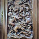 Important two-body buffet in solid walnut, richly carved in pure Renaissance style.